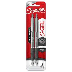 Sharpie S-Gel, Gel Pens, Sleek Metal Barrel, Gunmetal, Medium Point (0.7mm), Black Ink, 2 Count Sharpie S-Gel, Gel Pens, Sleek Metal Barrel, Gunmetal, Medium Point (0.7mm), Black Ink, 2 Count