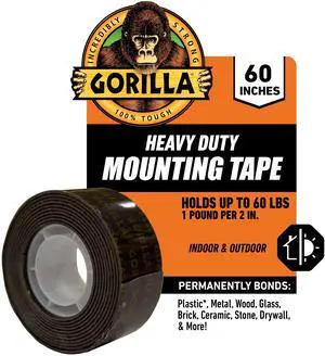 Gorilla Heavy Duty Mounting Tape, 60in Black Gorilla Heavy Duty Mounting Tape, 60in Black