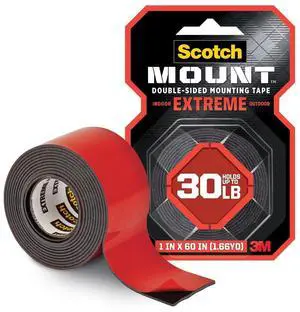 Scotch-Mount Extreme Double-Sided Mounting Tape, 1in x 60in, 1 Roll Scotch-Mount Extreme Double-Sided Mounting Tape, 1in x 60in, 1 Roll
