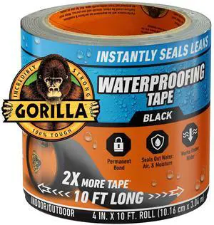 Gorilla Waterproof Patch & Seal Tape Black 4" x 10' Roll Gorilla Waterproof Patch & Seal Tape Black 4" x 10' Roll