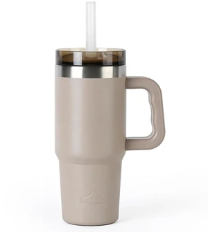Ozark Trail 18oz Stainless Steel Insulated Tumbler with Handle, Tan Ozark Trail 18oz Stainless Steel Insulated Tumbler with Handle, Tan