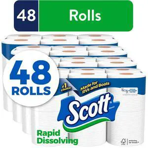 Scott Rapid-Dissolving Toilet Paper for RVs & Boats, 12 Double Rolls Scott Rapid-Dissolving Toilet Paper for RVs & Boats, 12 Double Rolls
