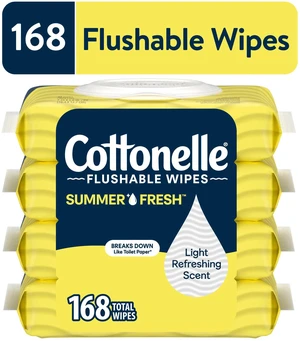 Cottonelle Summer Fresh Scented Flushable Wipes, 4 Flip-Top Packs Cottonelle Summer Fresh Scented Flushable Wipes, 4 Flip-Top Packs
