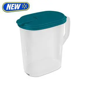 Mainstays 1 Gallon Oval Pitcher with Flip-Top Spout, BPA-Free, Freezer and Dishwasher Safe, Teal Lid Mainstays 1 Gallon Oval Pitcher with Flip-Top Spout, BPA-Free, Freezer and Dishwasher Safe, Teal Lid