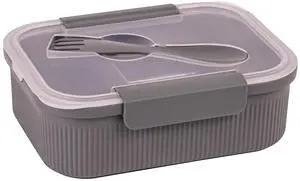 Mainstays Food Storage Bento Container, Rectangle, Gray, 42oz Mainstays Food Storage Bento Container, Rectangle, Gray, 42oz