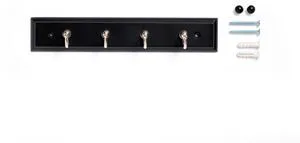 Mainstays 8.75 Inch Black Key Rail with 4 Satin Nickel Hooks for Keys, Mail, Leashes, 2 lbs Capacity, 1 Pack Mainstays 8.75 Inch Black Key Rail with 4 Satin Nickel Hooks for Keys, Mail, Leashes, 2 lbs Capacity, 1 Pack