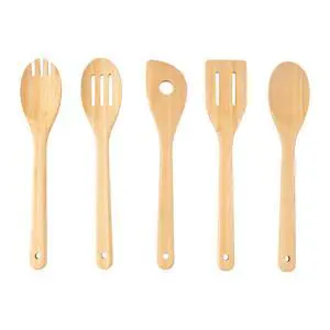 Mainstays 5-Pack Bamboo Spoons, Kitchen Essential Tools Set Mainstays 5-Pack Bamboo Spoons, Kitchen Essential Tools Set