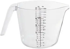 Mainstays 4-Cup 32 oz Plastic Measuring Cup with Large Spout, Clear Mainstays 4-Cup 32 oz Plastic Measuring Cup with Large Spout, Clear