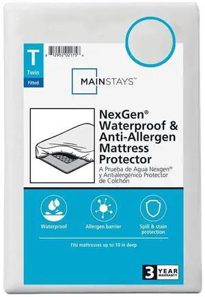 Mainstays NexGen Waterproof Fitted Twin Mattress Protector Mainstays NexGen Waterproof Fitted Twin Mattress Protector