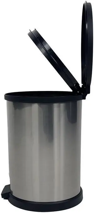 Mainstays 1.5 Gallon Small Plastic Step Trash Can with Lid, Silver Mainstays 1.5 Gallon Small Plastic Step Trash Can with Lid, Silver