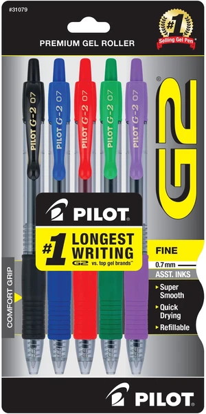 Pilot G2 Premium Retractable Gel Ink Pens, Fine Point 0.7mm, Assorted Ink, 5 Count Pilot G2 Premium Retractable Gel Ink Pens, Fine Point 0.7mm, Assorted Ink, 5 Count