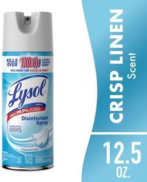 Lysol Disinfectant Spray, Sanitizing and Antibacterial Bathroom Spray, Deodorizer, Crisp Linen, 12.5oz Lysol Disinfectant Spray, Sanitizing and Antibacterial Bathroom Spray, Deodorizer, Crisp Linen, 12.5oz