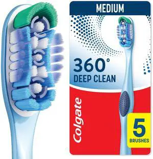 Colgate 360 Deep Clean Medium Adult Toothbrush 5-Pack Colgate 360 Deep Clean Medium Adult Toothbrush 5-Pack