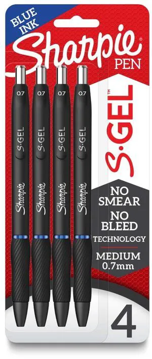 Sharpie S-Gel Medium Point (0.7mm) Blue Ink Gel Pens, 4 Count Sharpie S-Gel Medium Point (0.7mm) Blue Ink Gel Pens, 4 Count