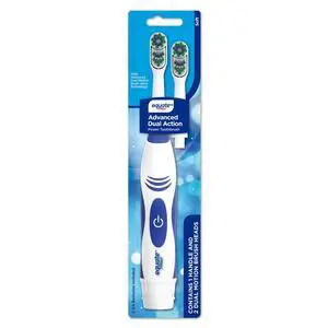 Equate Advanced Dual Action Battery-Powered Electric Toothbrush with 2 Replacement Heads, White Equate Advanced Dual Action Battery-Powered Electric Toothbrush with 2 Replacement Heads, White