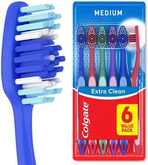 Colgate Extra Clean Medium Toothbrush, 6 Pack Colgate Extra Clean Medium Toothbrush, 6 Pack
