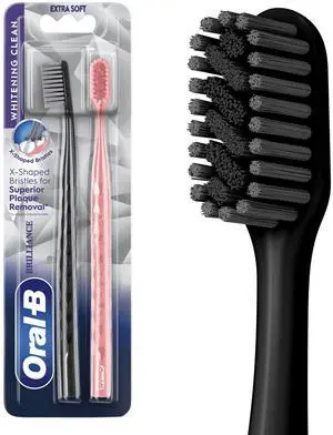 Oral-B Pro Whitening Brilliance Toothbrush, Extra Soft, Black and Coral, 2 Count Oral-B Pro Whitening Brilliance Toothbrush, Extra Soft, Black and Coral, 2 Count