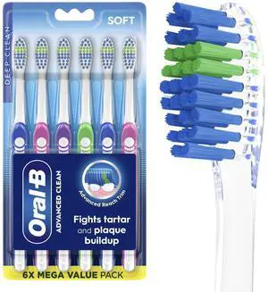 Oral-B Advanced Clean Toothbrush, Color-Changing Bristles, Soft, 6 Count Oral-B Advanced Clean Toothbrush, Color-Changing Bristles, Soft, 6 Count