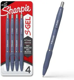 Sharpie S-Gel Gel Pens, Medium Point (0.7mm), Moonlit Midnight Barrel, Black Ink, 4 Count Sharpie S-Gel Gel Pens, Medium Point (0.7mm), Moonlit Midnight Barrel, Black Ink, 4 Count