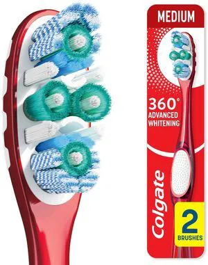 Colgate 360 Advanced Whitening Medium Toothbrush, 2 Pack Colgate 360 Advanced Whitening Medium Toothbrush, 2 Pack