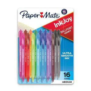 Paper Mate InkJoy 100 Ballpoint Retractable Pens, 1.0mm, Assorted Colors, 16 Count Paper Mate InkJoy 100 Ballpoint Retractable Pens, 1.0mm, Assorted Colors, 16 Count
