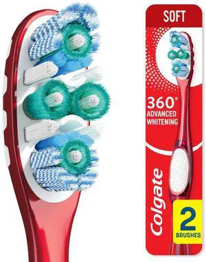 Colgate 360 Advanced Whitening Soft Toothbrush 2 Pack Colgate 360 Advanced Whitening Soft Toothbrush 2 Pack