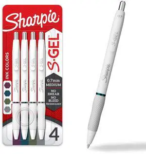 Sharpie S-Gel Pens, Medium Point (0.7mm), Pearl White Body, Rich Dark Color Assortment, 4 Count Sharpie S-Gel Pens, Medium Point (0.7mm), Pearl White Body, Rich Dark Color Assortment, 4 Count