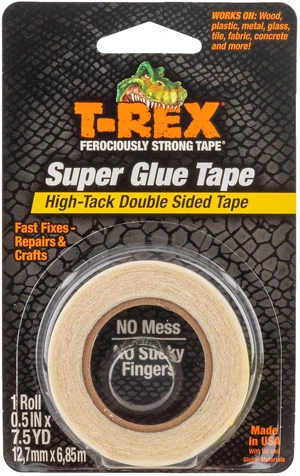 T-Rex Super Glue Tape, 0.5 in x 7.5 yd, Clear T-Rex Super Glue Tape, 0.5 in x 7.5 yd, Clear