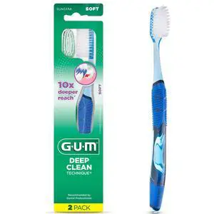 GUM Deep Clean Technique Full Head Toothbrush, Soft Ultra Fine Tapered Bristles, 2 Count GUM Deep Clean Technique Full Head Toothbrush, Soft Ultra Fine Tapered Bristles, 2 Count