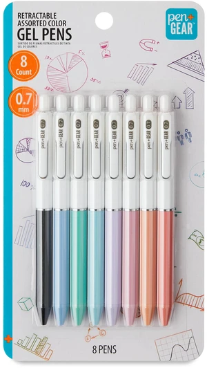 Pen+Gear Retractable Gel Pen, Medium Point, 0.7mm, Assorted Colors, 8 Count Pen+Gear Retractable Gel Pen, Medium Point, 0.7mm, Assorted Colors, 8 Count
