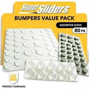 Super Sliders Bumpers Value Pack 80 Assorted Clear & Foam Surface Protectors for Cabinets, Drawers, Decor & More Super Sliders Bumpers Value Pack 80 Assorted Clear & Foam Surface Protectors for Cabinets, Drawers, Decor & More