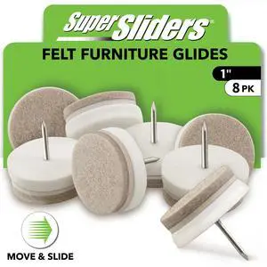 Super Sliders 1-Inch Nail-On Felt Furniture Glides for Hardwood Floors, Beige, 8Pack Super Sliders 1-Inch Nail-On Felt Furniture Glides for Hardwood Floors, Beige, 8Pack