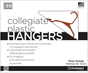 Closetselect Plastic Notched Adult Hangers Texas Orange 50 Count Closetselect Plastic Notched Adult Hangers Texas Orange 50 Count