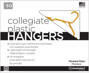 Closetselect Plastic Notched Adult Clothes Hangers, Mustard Dijon, 50 Count Closetselect Plastic Notched Adult Clothes Hangers, Mustard Dijon, 50 Count