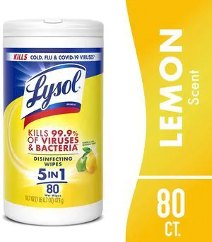 Lysol Disinfecting Wipes, All Purpose Antibacterial Multi Surface Cleaner, Lemon & Lime Blossom Scent, 80 Count Lysol Disinfecting Wipes, All Purpose Antibacterial Multi Surface Cleaner, Lemon & Lime Blossom Scent, 80 Count