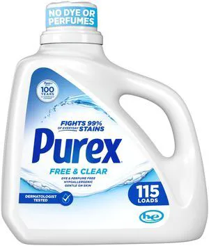 Purex Free & Clear Liquid Detergent, Sensitive Skin, 150Fl Oz, 115Loads Purex Free & Clear Liquid Detergent, Sensitive Skin, 150Fl Oz, 115Loads