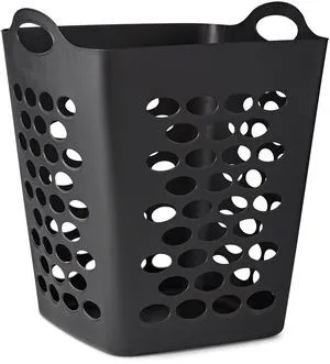 Mainstays Flexible Square Laundry Hamper, Black Plastic Mainstays Flexible Square Laundry Hamper, Black Plastic