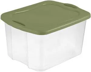 Sterilite EZ Carry 70 Quart Clear Plastic Storage Bin with Full-Grip Handles, Green Sterilite EZ Carry 70 Quart Clear Plastic Storage Bin with Full-Grip Handles, Green