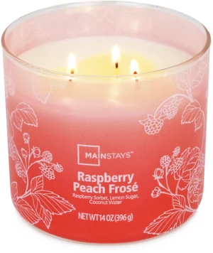 3-Wick 14oz Mainstays Ombre Wrap Raspberry Peach Scented Candle 3-Wick 14oz Mainstays Ombre Wrap Raspberry Peach Scented Candle