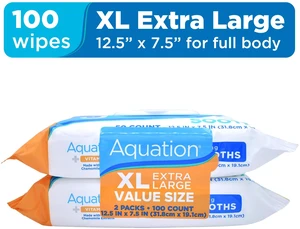 Aquation XL Cleansing & Soothing Body Cloths Wipes with Vitamin E, 50 Count, 2 Pack Aquation XL Cleansing & Soothing Body Cloths Wipes with Vitamin E, 50 Count, 2 Pack