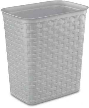 Sterilite 3.4 Gallon Plastic Weave Small Bathroom Trash Can with No Lid, Gray Sterilite 3.4 Gallon Plastic Weave Small Bathroom Trash Can with No Lid, Gray