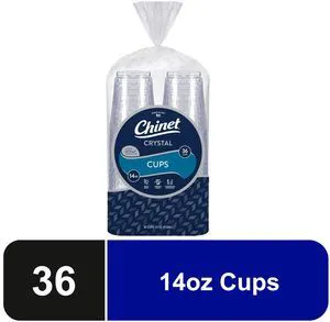 Chinet Crystal 14oz Premium Clear Disposable Plastic Cups, 36Count Chinet Crystal 14oz Premium Clear Disposable Plastic Cups, 36Count