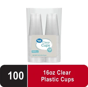 Great Value 16oz Clear Disposable Plastic Cups, 100 Count Great Value 16oz Clear Disposable Plastic Cups, 100 Count