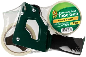 Duck General Purpose Packing Tape Gun with Foam Handle, Clear, 1.88in x 55yd, 2 Rolls Duck General Purpose Packing Tape Gun with Foam Handle, Clear, 1.88in x 55yd, 2 Rolls