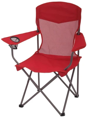 Ozark Trail Basic Mesh Quad Camping Chair, Red Ozark Trail Basic Mesh Quad Camping Chair, Red