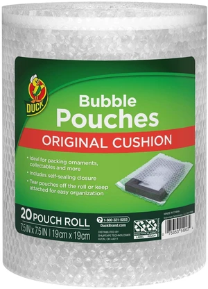 Duck Brand 1/8in Bubble Pouches on a Roll, 7.5in x 7.5in Duck Brand 1/8in Bubble Pouches on a Roll, 7.5in x 7.5in