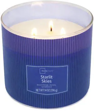 Mainstays Starlit Skies 3-Wick Textured Wrapped Scented Jar Candle, 14 oz Mainstays Starlit Skies 3-Wick Textured Wrapped Scented Jar Candle, 14 oz