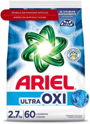 Ariel Ultra Oxi Laundry Detergent Powder, Original Scent, 2.7kg, 60 Loads Ariel Ultra Oxi Laundry Detergent Powder, Original Scent, 2.7kg, 60 Loads
