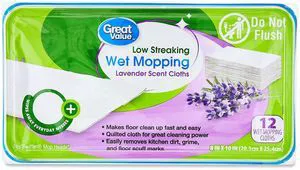 Great Value Low Streaking Wet Mopping Cloths, Lavender Scent, 12 Count Great Value Low Streaking Wet Mopping Cloths, Lavender Scent, 12 Count