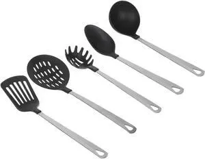Mainstays 5-Piece Stainless Steel and Nylon Kitchen Utensil Set - Spoon, Turner, Skimmer, Pasta Server, Ladle Mainstays 5-Piece Stainless Steel and Nylon Kitchen Utensil Set - Spoon, Turner, Skimmer, Pasta Server, Ladle